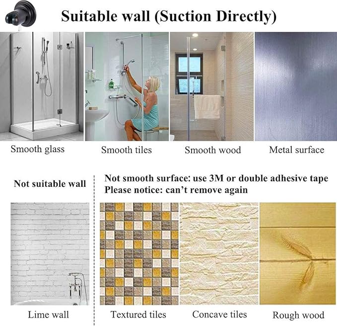 JiePai Vacuum Suction Cup Shower Head Holder,Adhesive Adjustable Suction Handheld Shower Holder Bracket,Removable Wall Mount Head Holder for Bathroom,Oil Rubbed Bronze