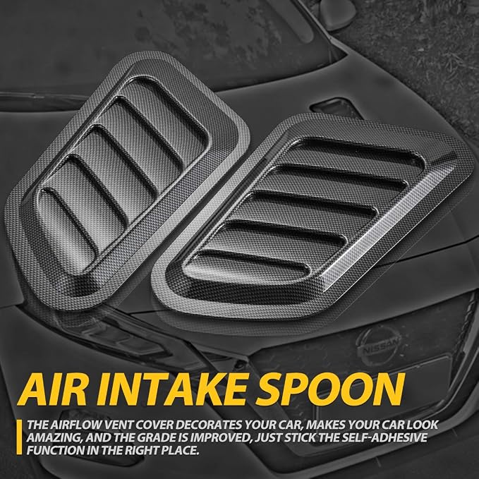 KaTur 1 Pair Universal Car ABS Decorative Air Flow Intake Scoop Turbo Bonnet - Image 2