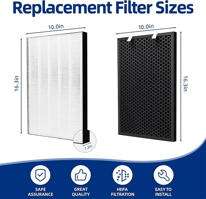 2 Sets Air220 Air320 Replacement Filter Compatible - 3 in 1 Pleated + - Image 4