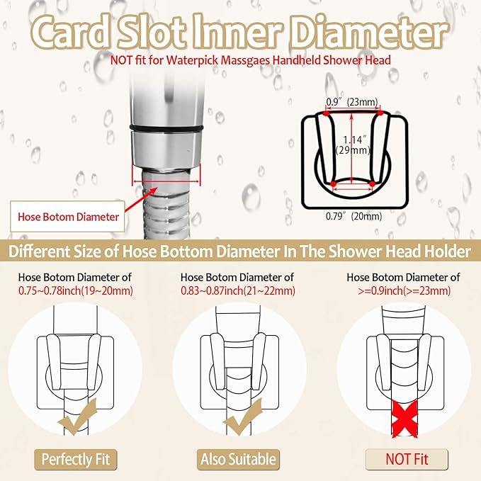 Shower Head Holder Handheld Shower Wand Holder Adjustable Shower Head Bracket Shower Wall Mount Holder, Polished Brass/Gold Finish, Drill Free Glue Installation