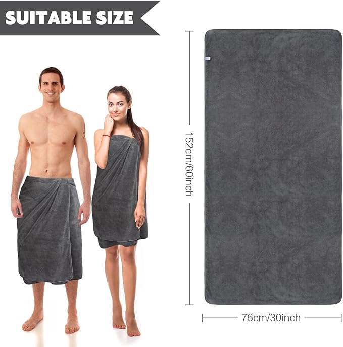 KinHwa Microfiber Bath Towels Large Bathroom Towels Absorbent Shower Soft Towels for Bathroom Large Size for Women Men Ideal Microfiber Towel for Spa, Swimming, Pool Dark Gray (4, Grey, 30x60 inch)