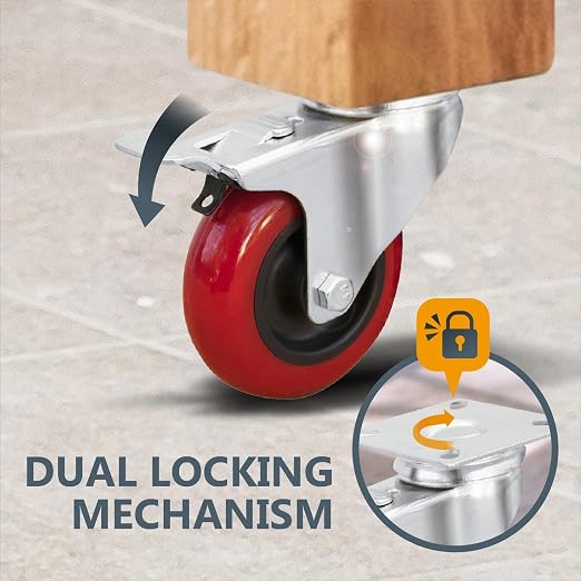 POWERTEC 3 Inch Swivel Caster Wheels Set of 4 - Image 4