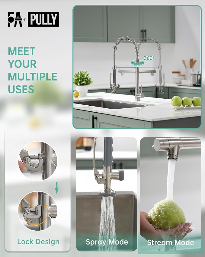 Fapully Commercial Pull Down Kitchen Sink Faucet - Image 4