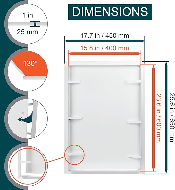 16" x 24" White Metal Access Panel. Service Shaft Door Panel. Plumbing, Electricity, Heating, Alarm Wall Access Panel for Drywall. Bathroom Services Access Hole Cover.