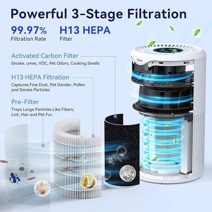 Air Purifiers for Home Large Room Up to 1680 Ft², Tailulu H13 HEPA Air Filter - Image 5