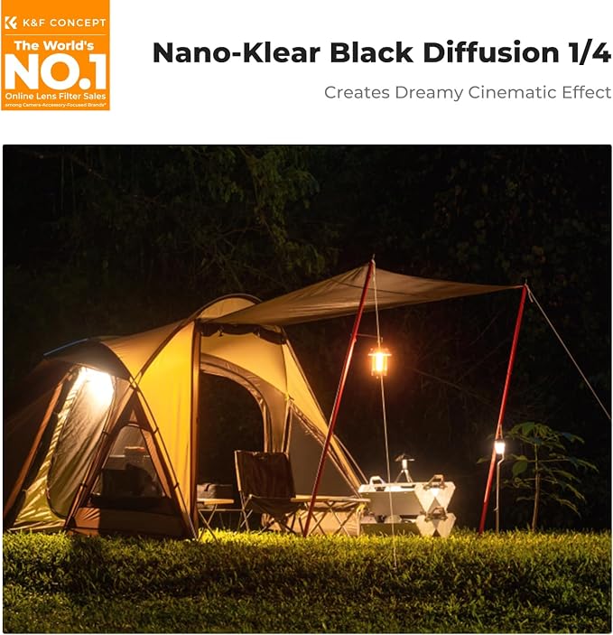 K&F CONCEPT 82mm Black Diffusion 1/4 Filter Mist Cinematic Effect Filter - Image 2