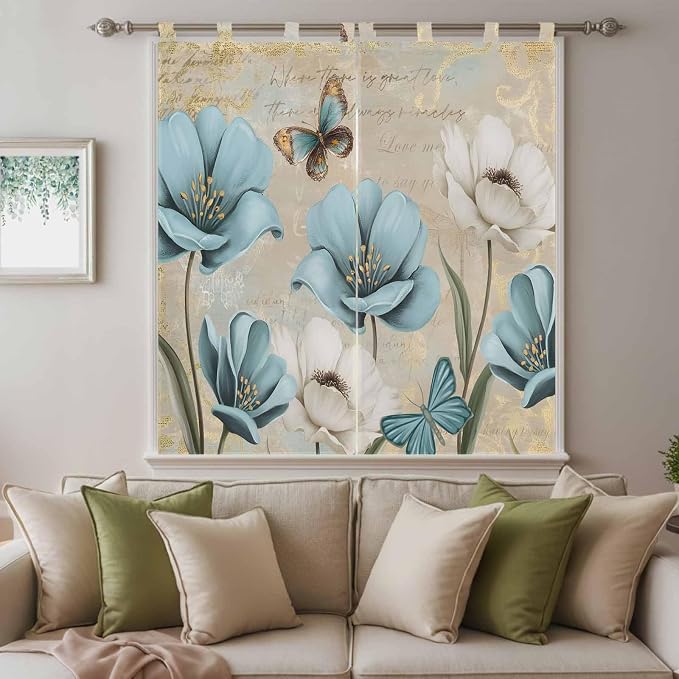 Spring Flowers Living Room Curtains 84 Inch Length, Window Curtains Tab Top - Image 9
