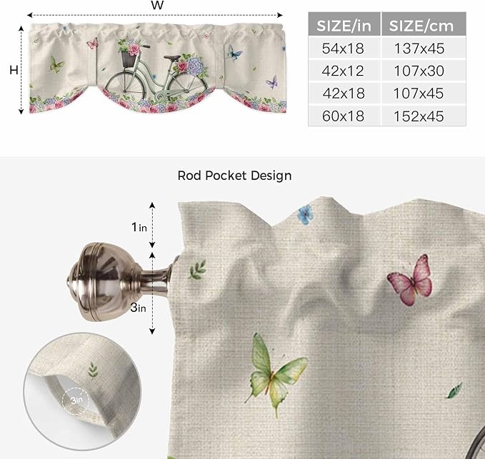 Farmhouse Spring Tie Up Valance Curtains - Image 6