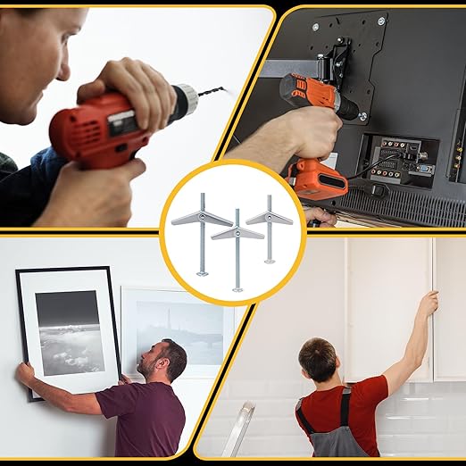 28PCS Toggle Bolts, Wing Nuts, Heavy Duty Hollow Wall Anchors for Drywall Ceiling, 3 Sizes Butterfly Anchors (1/4" 3/16" 1/8") for Hang Shelves, Heavy Fixtures, Metal Drywall Anchor and Screws Kit