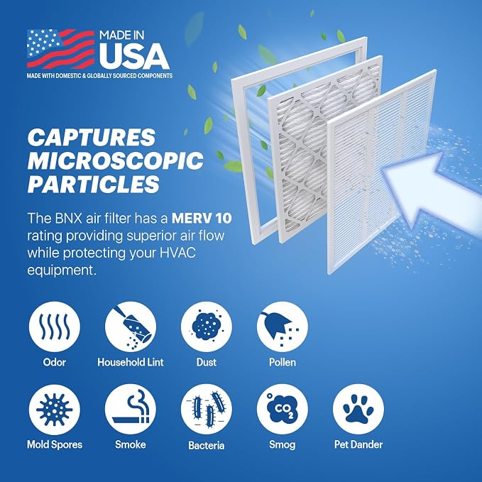 BNX TruFilter 16x20x1 MERV 10 AC Furnace Air Filter - Image 2