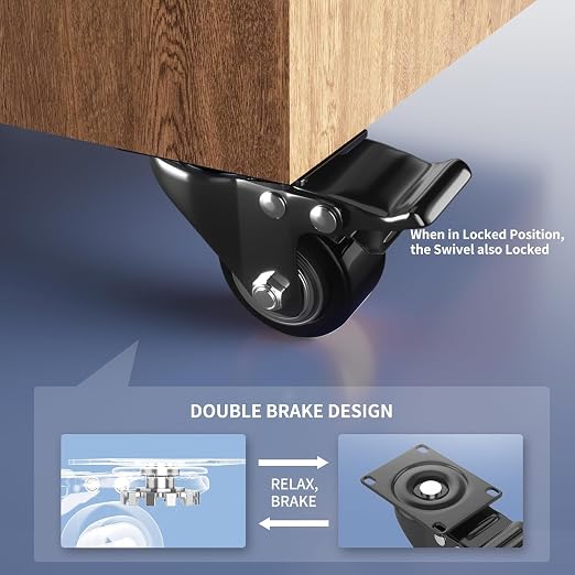 2 Inch Caster Wheels, Casters Set of 4 Heavy Duty - Image 3