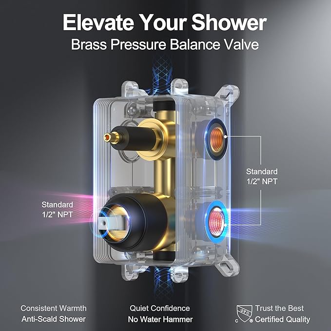 Matte Black 10 Inch Rainfall Shower System with Handheld Spray & Adjustable Slide Bar, Wall Mount Bathroom Shower Faucet Set, Valve Included