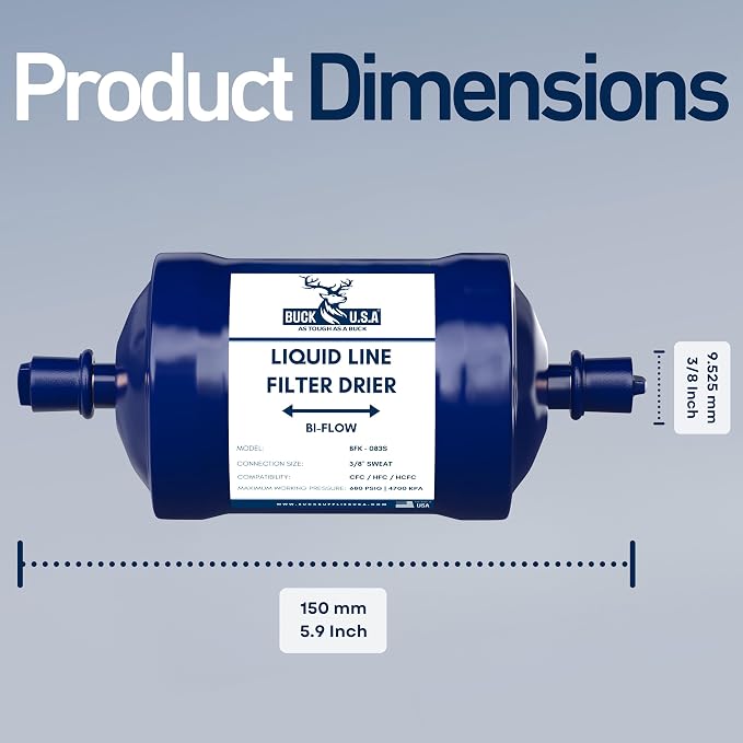 2 Pack Buck Bi-Flow Refrigerant Liquid Line Filter Drier 3/8" ODF Sweat BFK-083S - Image 5