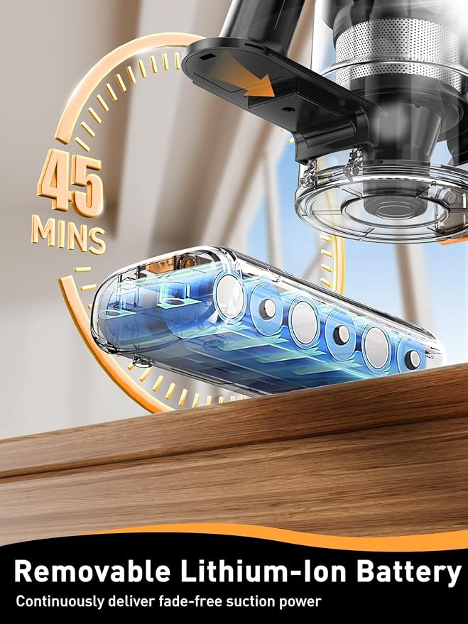 Cordless Vacuum Cleaner, 40Kpa 8 in 1 Powerful Suction Lightweight Stick Vacuum - Image 6