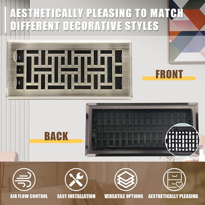 Air Floor Vent Adjustable Register 4x12 Inch Floor Register Vents - Image 2
