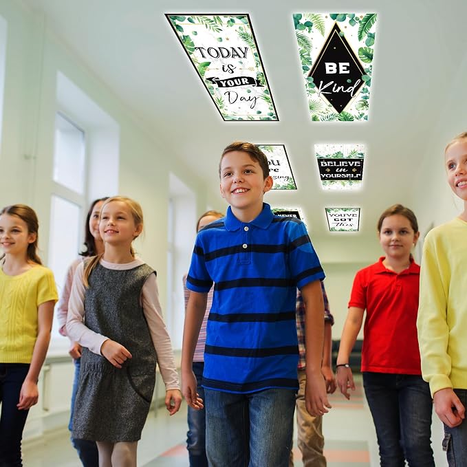 8Pcs Classroom Light Covers for Fluorescent Lights, Eucalyptus Leaf - Image 6