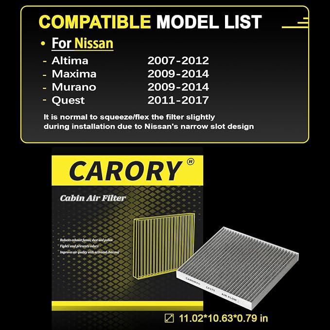 CARORY Cabin Air Filter for Nissan Altima, OE# 27277-JA000, 27277-JA00A - Image 3