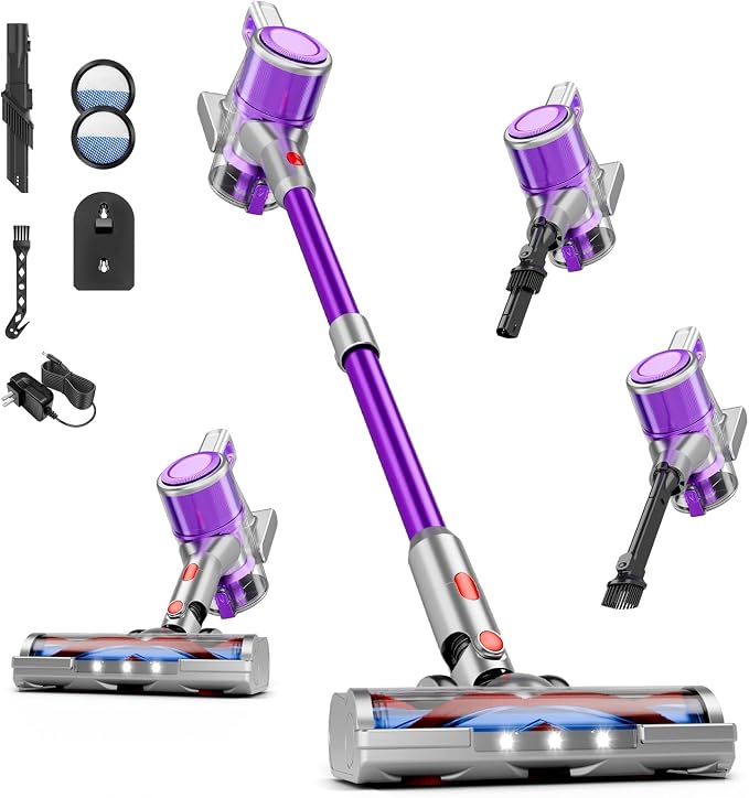 Cordless Vacuum Cleaner, 8 in 1 40Kpa 55Mins, Lightweight Vacuum Cleaners by Unknown