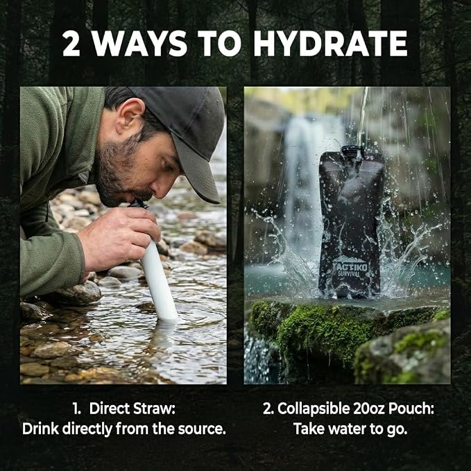 Tactiko Survival 20oz/600ml Purifying Water Bottle Filter Kit - Image 5