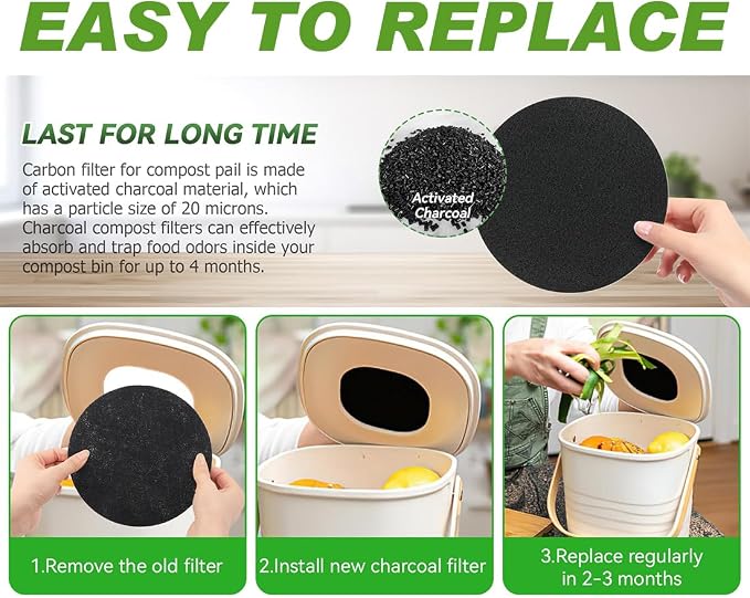 Charcoal Filters for Compost Bucket Activated Charcoal Filter for Countertop - Image 4