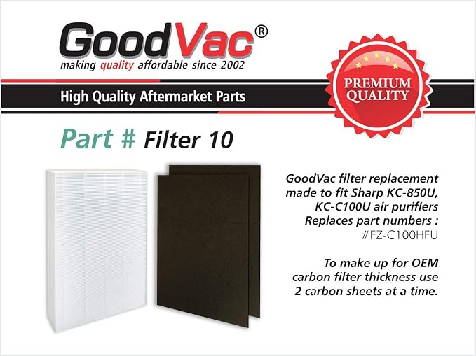 GOODVAC Filter with 2 Carbon Prefilters to fit Sharp FZ-C100HFU KC-850U - Image 3