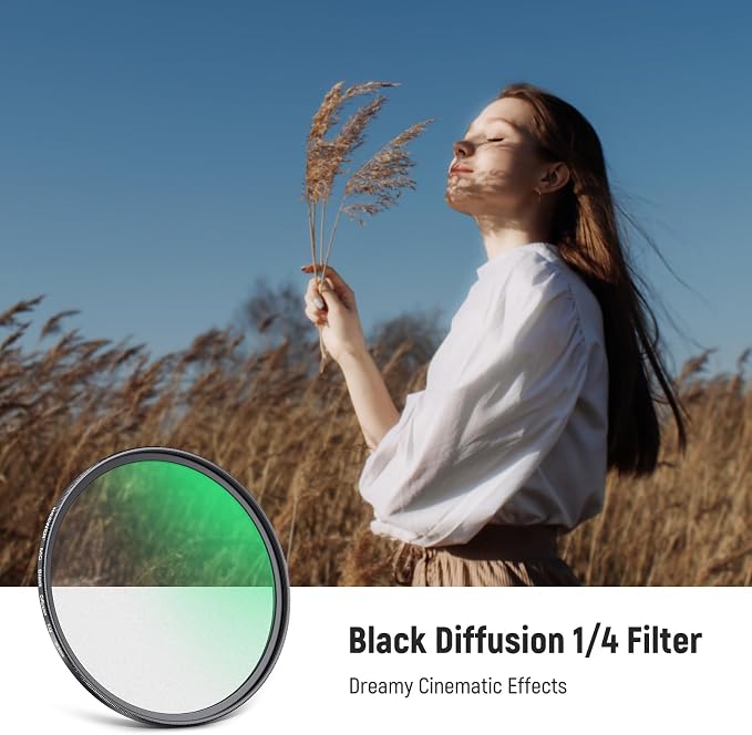 NEEWER 40.5mm Black Diffusion 1/4 Filter Dreamy Soft Cinematic Camera Lens - Image 2