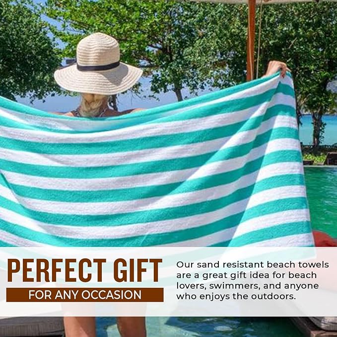 Personalized Passion Beach Towels for Adults - Custom Pool Towels with Name - Highly Absorbent Cotton - Striped Design for Women & Men - Large 70x30 Bath Sheet for Hotel, Swim & Camping - Green