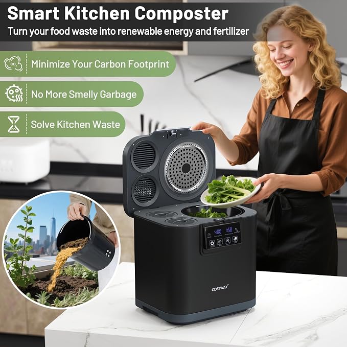 COSTWAY 4L Electric Composter for Kitchen, Smart Waste Dispenser Countertop - Image 4