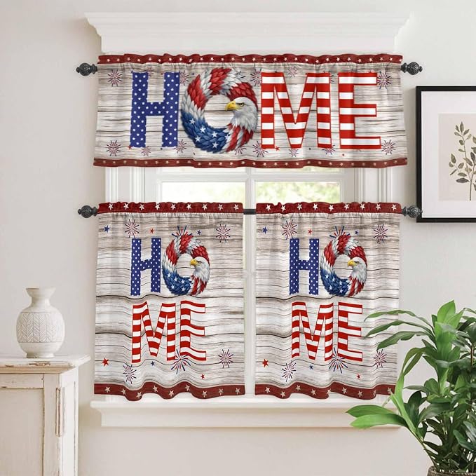 4th of July Kitchen Curtains Set 3 Piece - Image 9