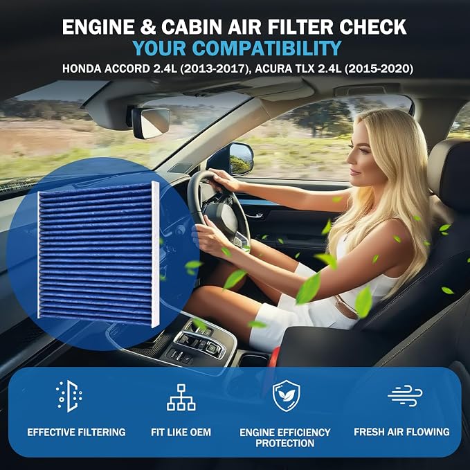 1pc Cabin & 1pc Engine Air Filter Kit Accessories - Image 2