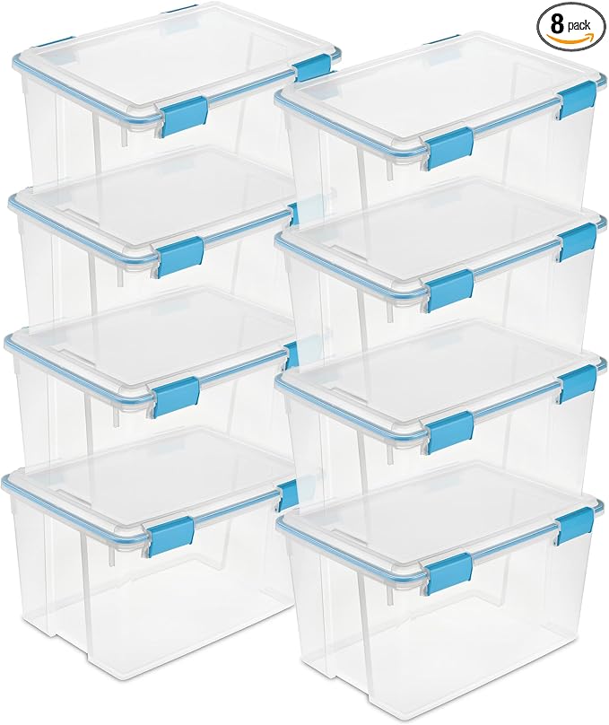 Sterilite 8-Pack Gasket Box, Weather-Resistant Storage Bins by Sterilite