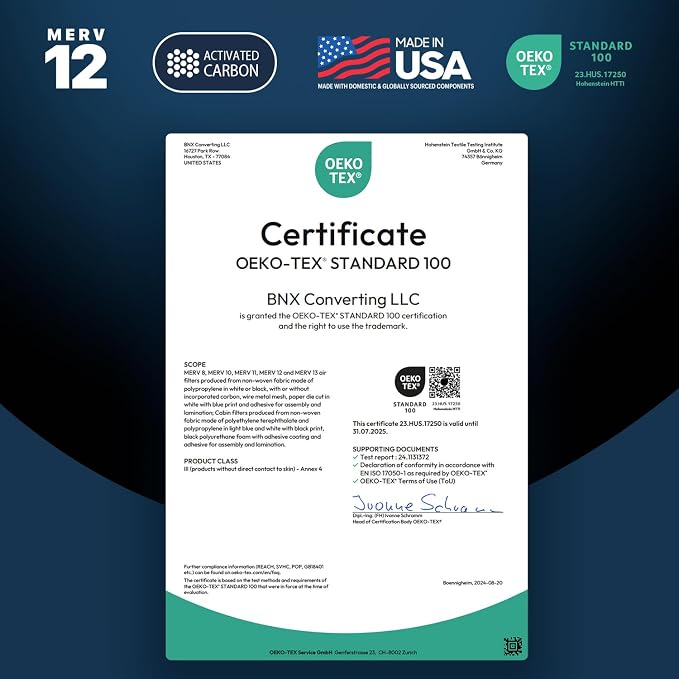 BNX TruFilter 20x25x5 MERV 12 Activated Carbon Air Filter - Image 4