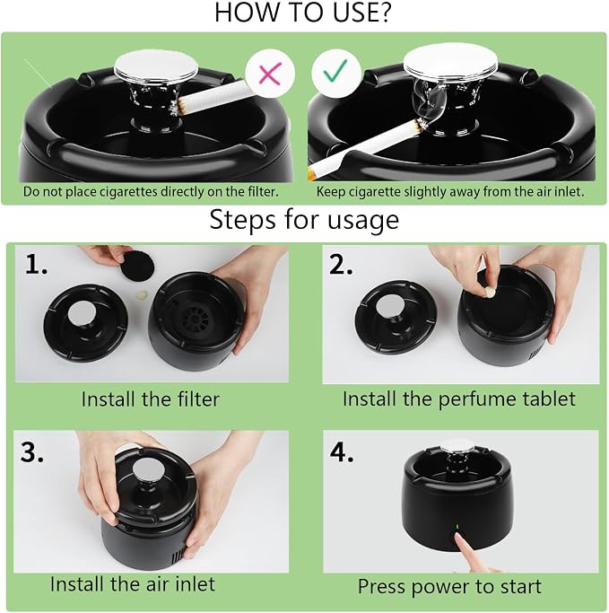 4 Filters +8 Tablets for Smokeless Ashtray Indoor - Image 2