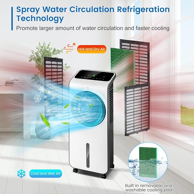 ARLIME Evaporative Air Cooler, 3-in-1 Portable Air Conditioner, AC Fan w/ 3 - Image 8