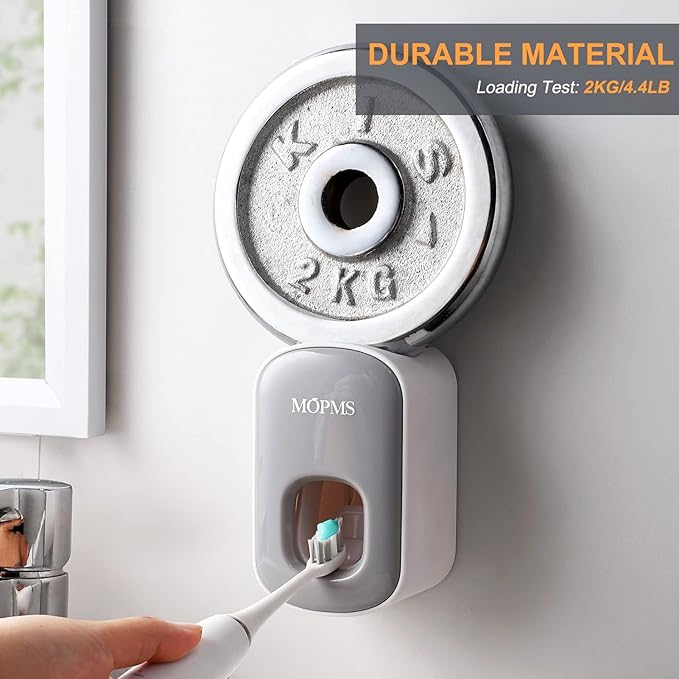MOPMS Toothpaste Dispenser Wall Mounted for Bathroom Automatic Toothpaste Squeezer for Kids and Adult (Grey-1Pcs)