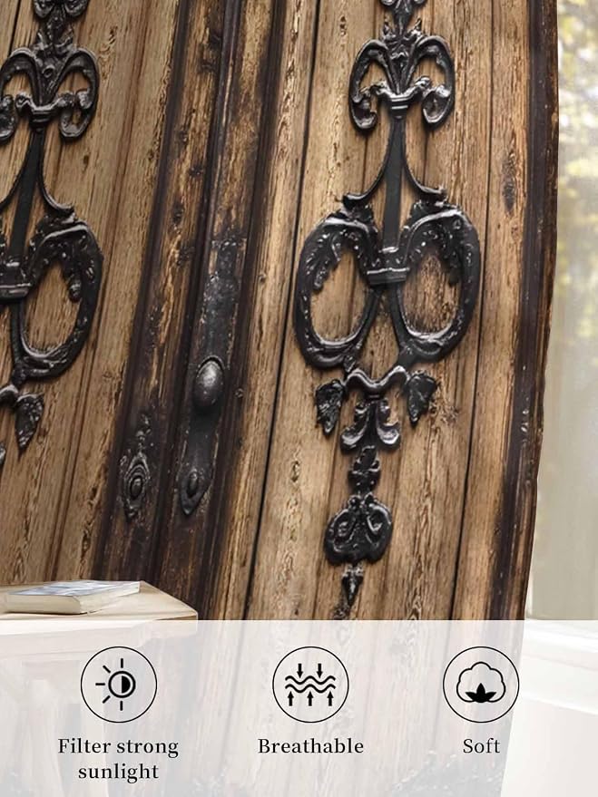 Sheer Curtains 54 Inch Length, Barn Door Semi Sheer Curtains Light Filtering - Image 6