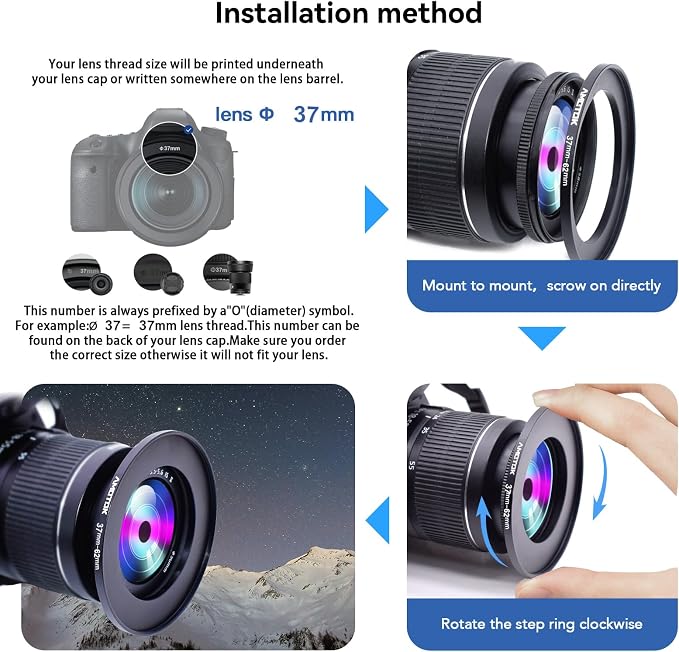 37mm Lens to 62mm Camera Lens Adapter, 37mm to 62mm Filter Step up Ring Adapter - Image 5