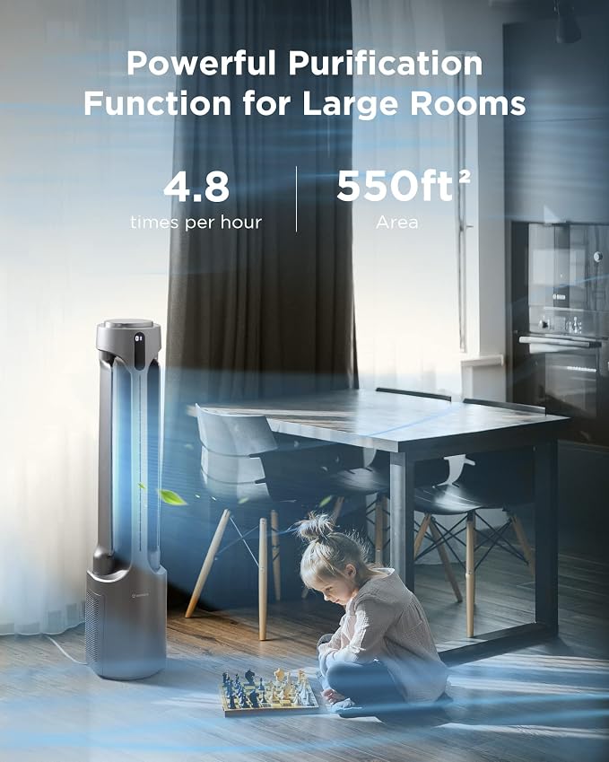 AIRMATE Air Purifier Bladeless Tower Fans, 1500CFM Large Air Volume, 28ft/s - Image 6