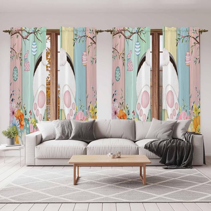 Easter Window Curtains 72 Inch Long 2 Panel Set, Rod Pocket Long Curtains & - Image 7