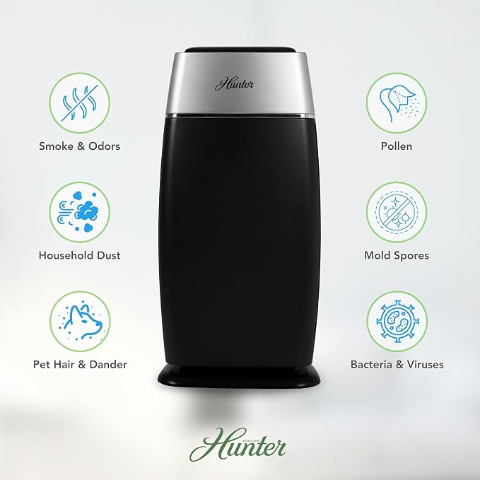 Hunter Fan Company HP100BLS Air Purifier, Small Tower - Image 4