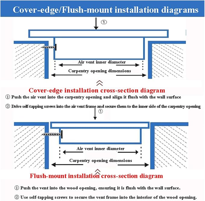 White Access Panel Air Grille Vent Cover, Square Vents Registers, Air Return - Image 6