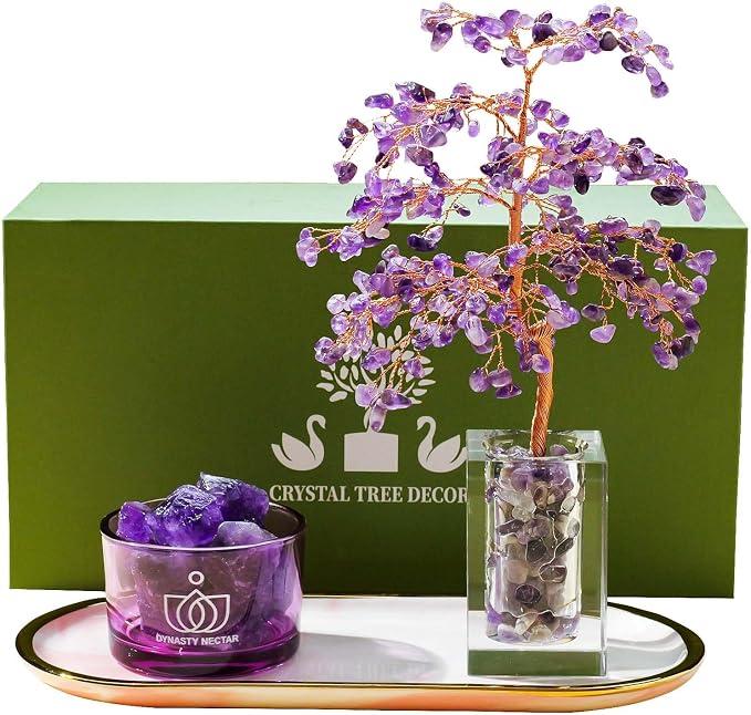 Runyangshi Amethyst Crystal Tree of Life & Natural Crystal Ore Diffuser Set by Runyangshi