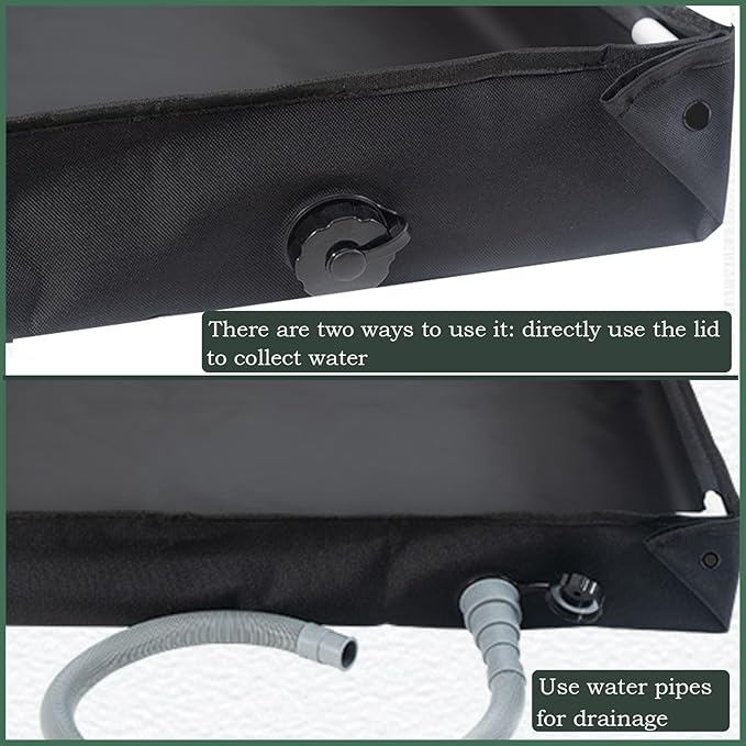 Portable Shower Pan, Foldable Outdoor Shower Floor with Drain & Storage Bag, RV Shower Pan Camping Shower Base for Outdoor, Indoor, Camping, Beach, Pet Bath