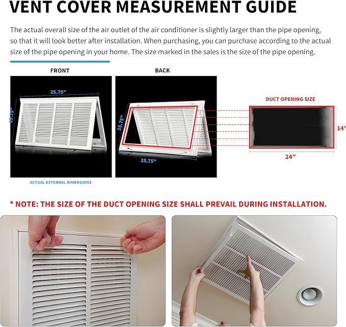 24x14 Return Air Grille, Steel Air Return Vent Cover - Image 6