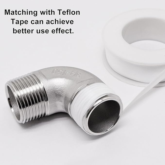 3/4" x 3/4" NPT 90 Degree Elbow 304 Stainless Steel Pipe Fittings Male Threaded - Image 3