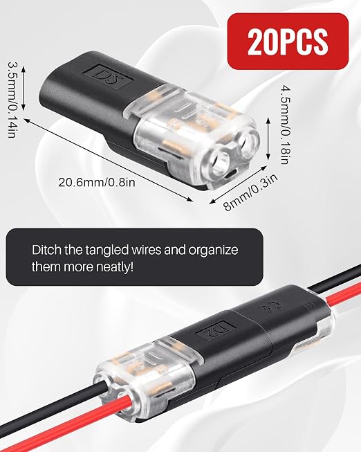 20pcs Low Voltage Wire Connector, Double-Wire Plug-in Connector - Image 2