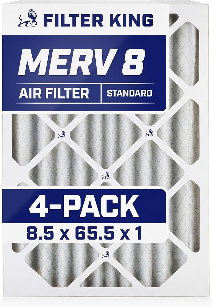 Filter King 8.5x65.5x1 Air Filter | 4-PACK | MERV 8 HVAC Pleated A/C Furnace by FilterKing