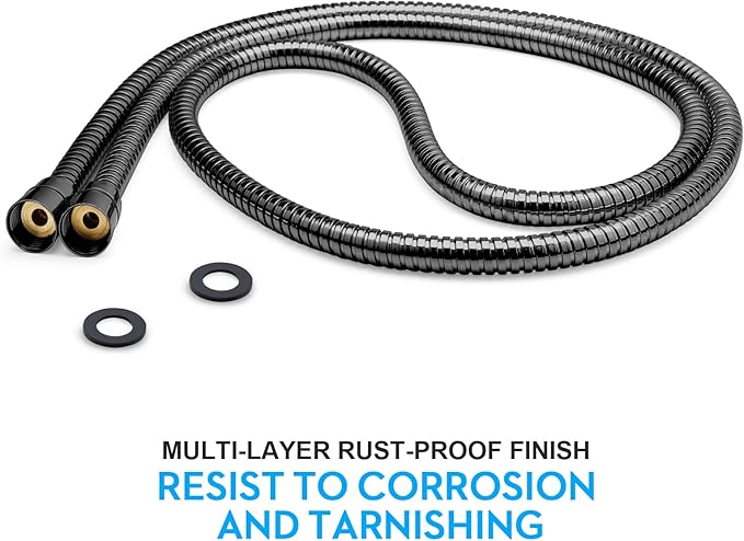 Shower Hose Extra Long 79 Inches Handheld Shower Head Hose with Brass Insert and Nut - Durable and Flexible(Matte Black)