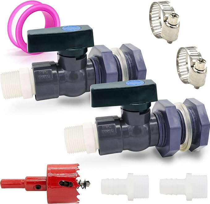 2 Set PVC Rain Barrel Diverter Kit Rain Barrel 3/4 Inch Spigot Kit by TiciKim