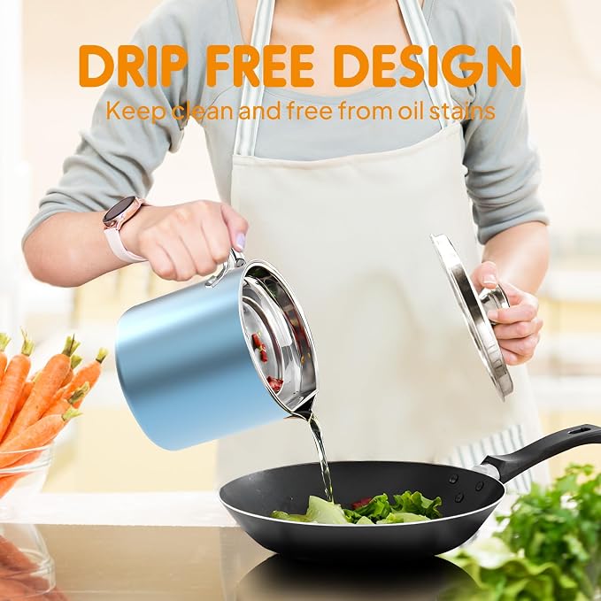 Chihee Stainless Steel Bacon Grease Saver - 2L / 67.6 fl oz Oil Container - Image 5